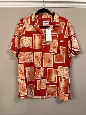 Goodfellow & Co Red and Cream Hawaiian Print Button-Down Shirt